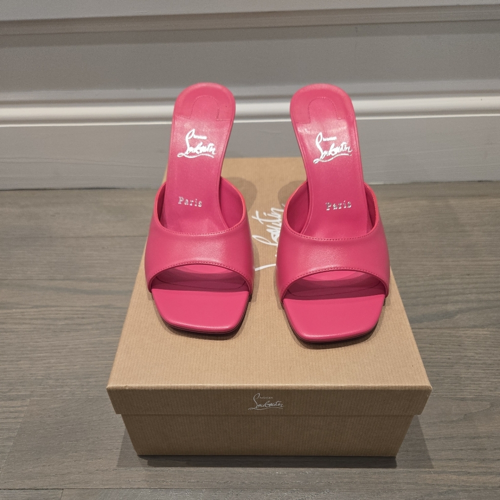 $895 Christian Louboutin Condora 85mm Leather Mule Sandal Pink EU 39 US 9 BNIB - Picture 8 of 12